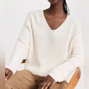 Jenni Kayne Cropped Cotton Cabin Sweater in Ivory Size XL